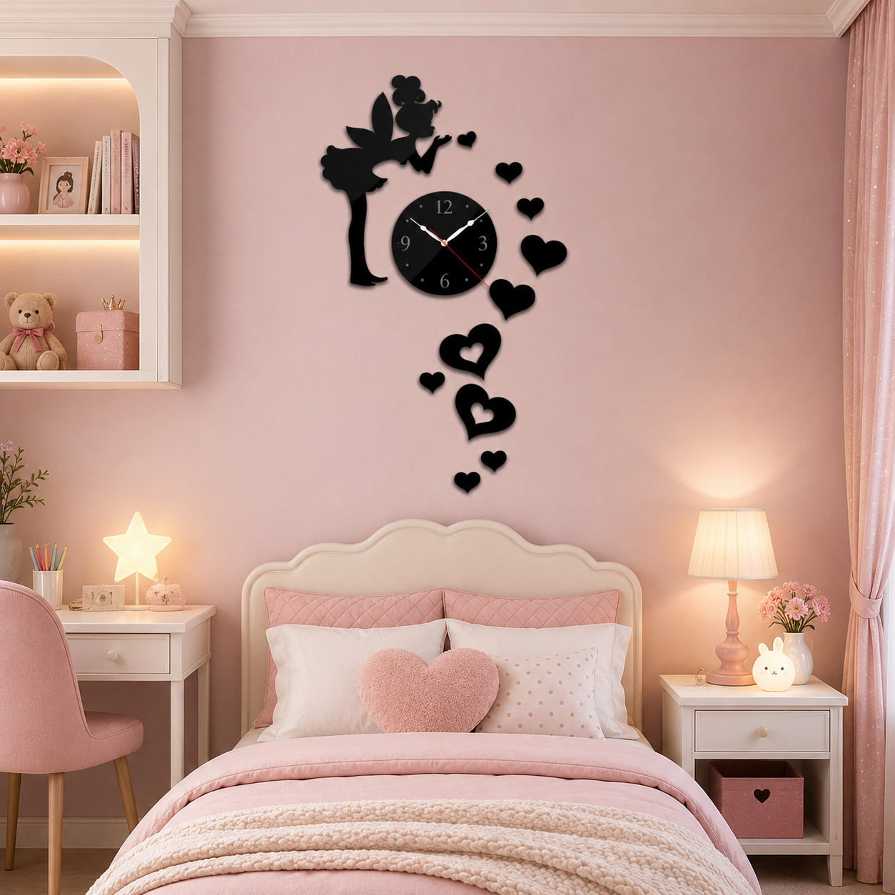 H686 ساعت دیواری فرشته و پروانه
