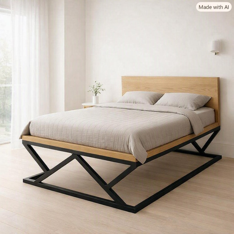 تخت خواب مدرن فلزی مدل B117🌟(تخت به همراه Mdf)